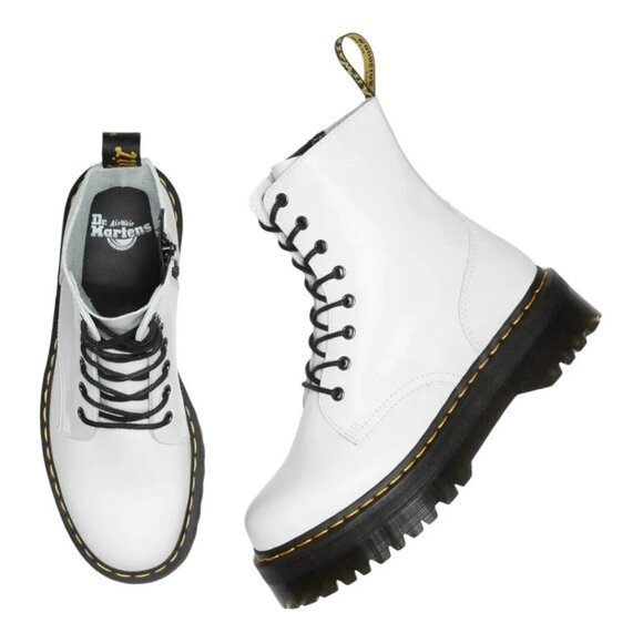 Dr Martens Jadon Leather Ankle Platform Boots Womens 6 White - Picture 4 of 5